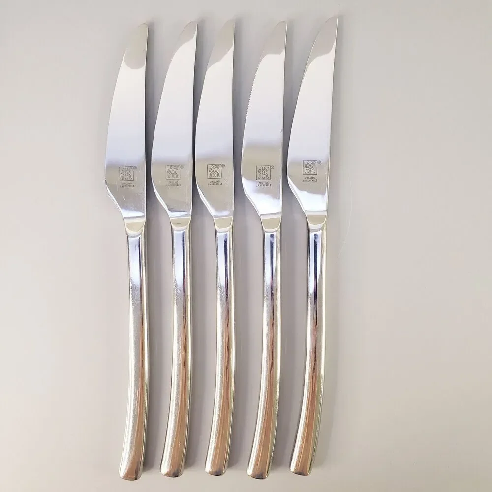 New French Solid Knife Opus Stainless by J A Henckels Zwilling Set of 5 Glossy
